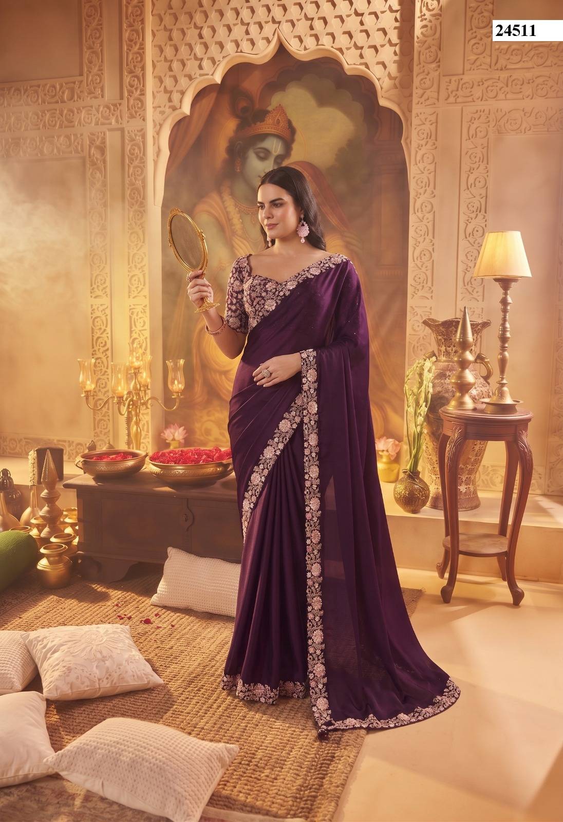 MOHMANTHAN 24500 STARDUST by MAHOTSAV  24507 to 24522 series  Colorful casual and party Wear satin silk sarees At Wholesale